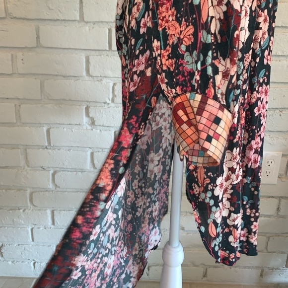 Anthropologie Blank London Split Hem Multi Colored Floral Hi Low Midi Dress - Picture 5 of 13